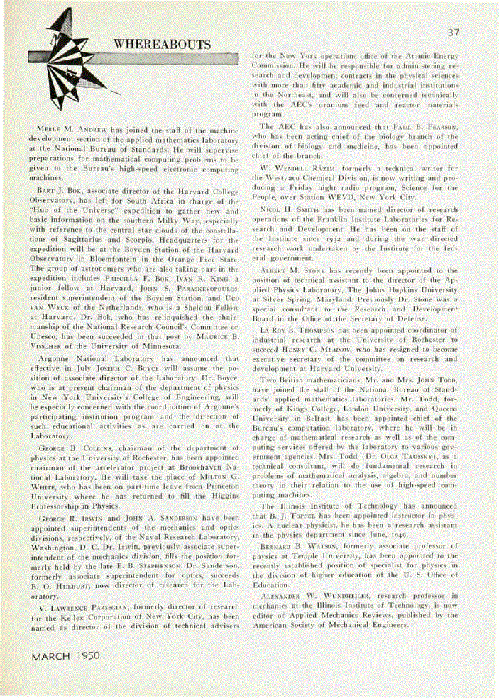 First page of Whereabouts