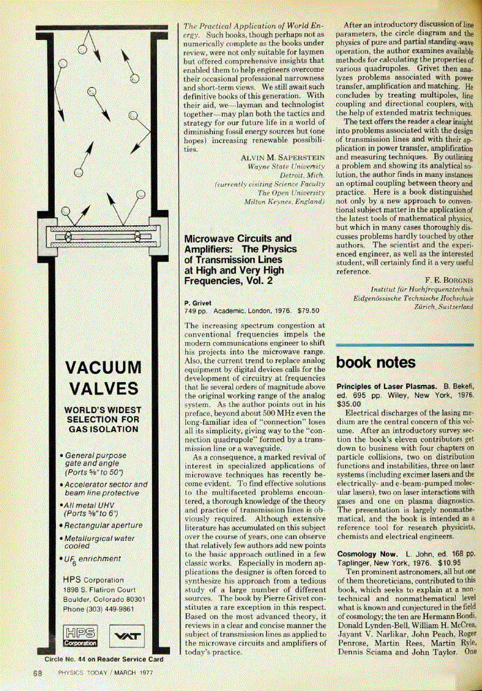 First page of <italic>Microwave Circuits and Amplifiers: The Physics of Transmission Lines at High and Very High Frequencies, Vol. 2</italic>