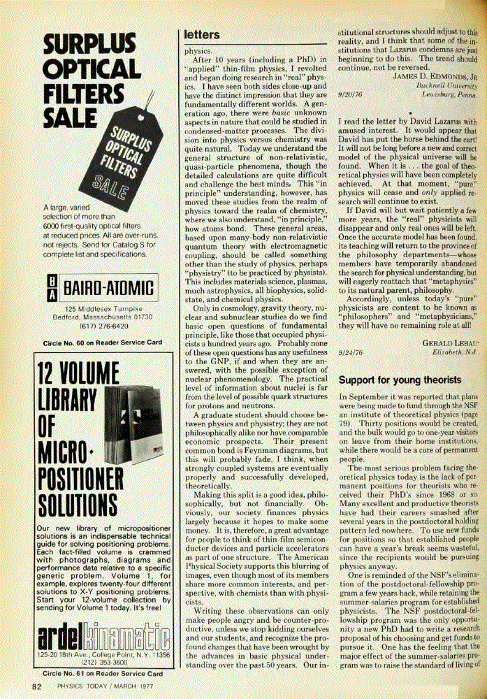 First page of Support for young theorists