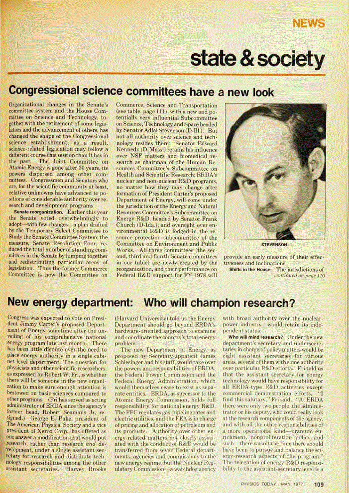 First page of New energy department: Who will champion research?
