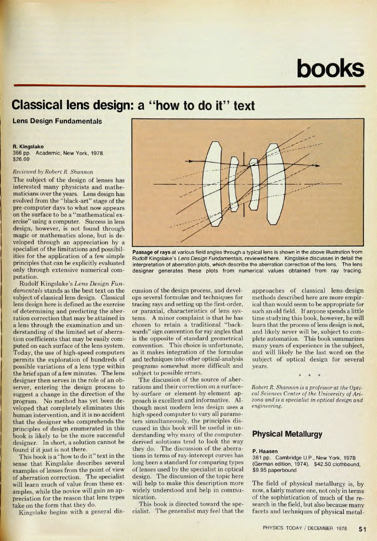 Lens Design Fundamentals Physics Today AIP Publishing