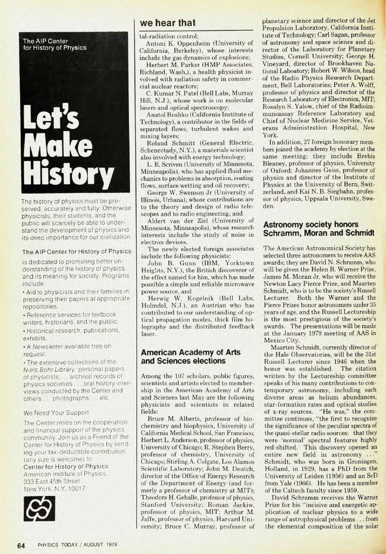First page of American Academy of Arts and Sciences elections