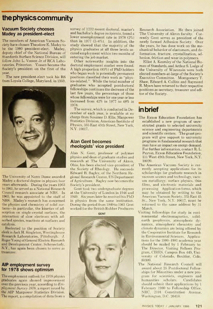 First page of Alan Gent becomes rheologists' vice president