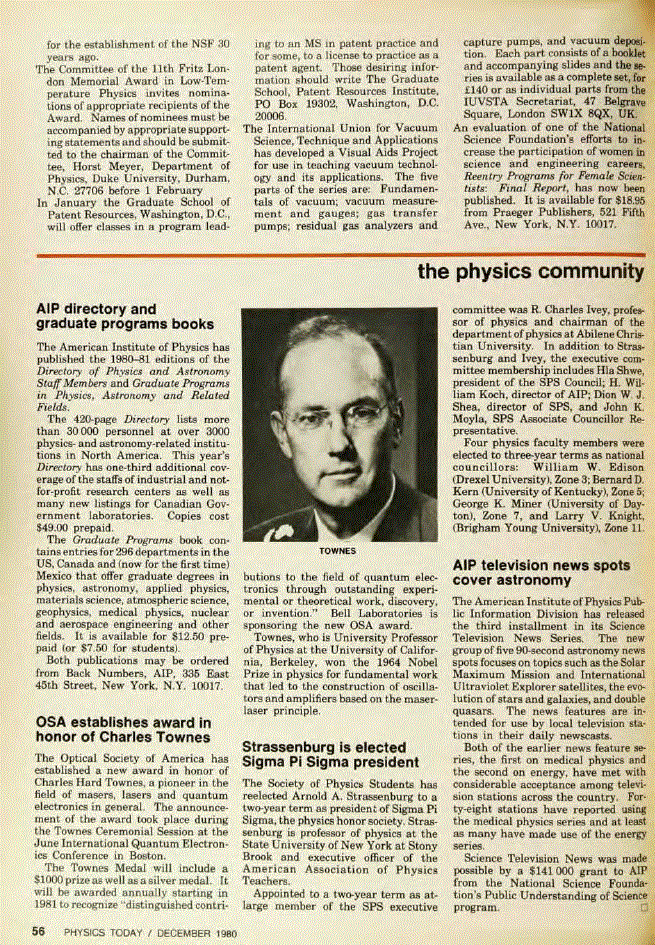 First page of AIP television news spots cover astronomy