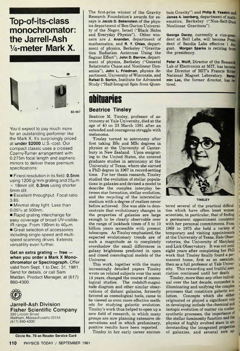 First page of Beatrice Tinsley