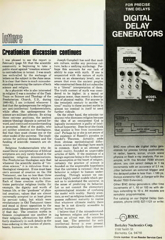First page of Creationism discussion continues