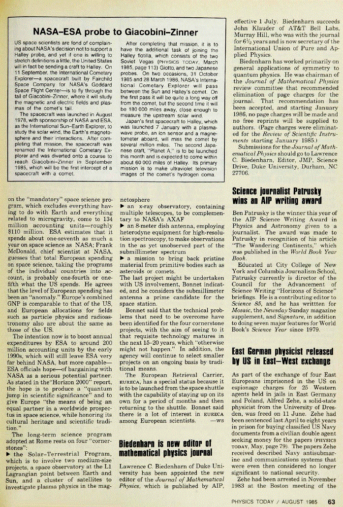 First page of Science Journalist Patrusky Wins an AIP Writing Award