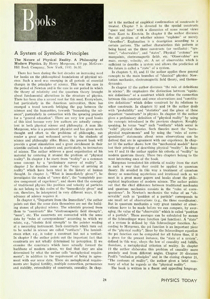 First page of <italic>The Nature of Physical Reality. A Philosophy of Modern Physics</italic>
