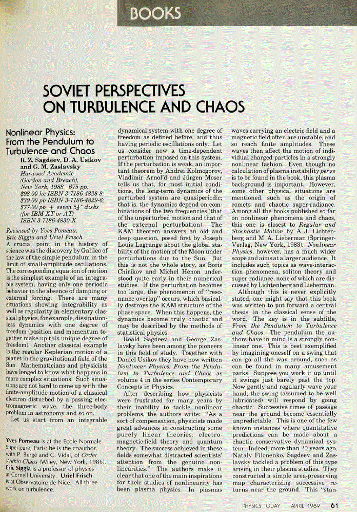 First page of <italic>Nonlinear Physics: From the Pendulum to Turbulence and Chaos</italic>