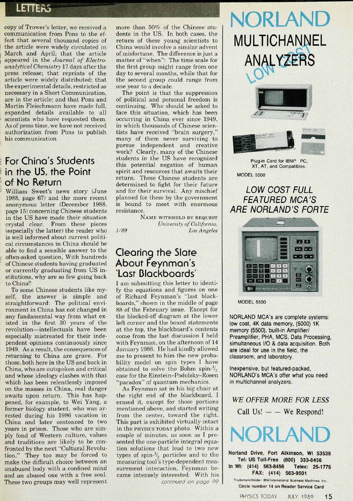 First page of For China's Students in the US, the Point of No Return