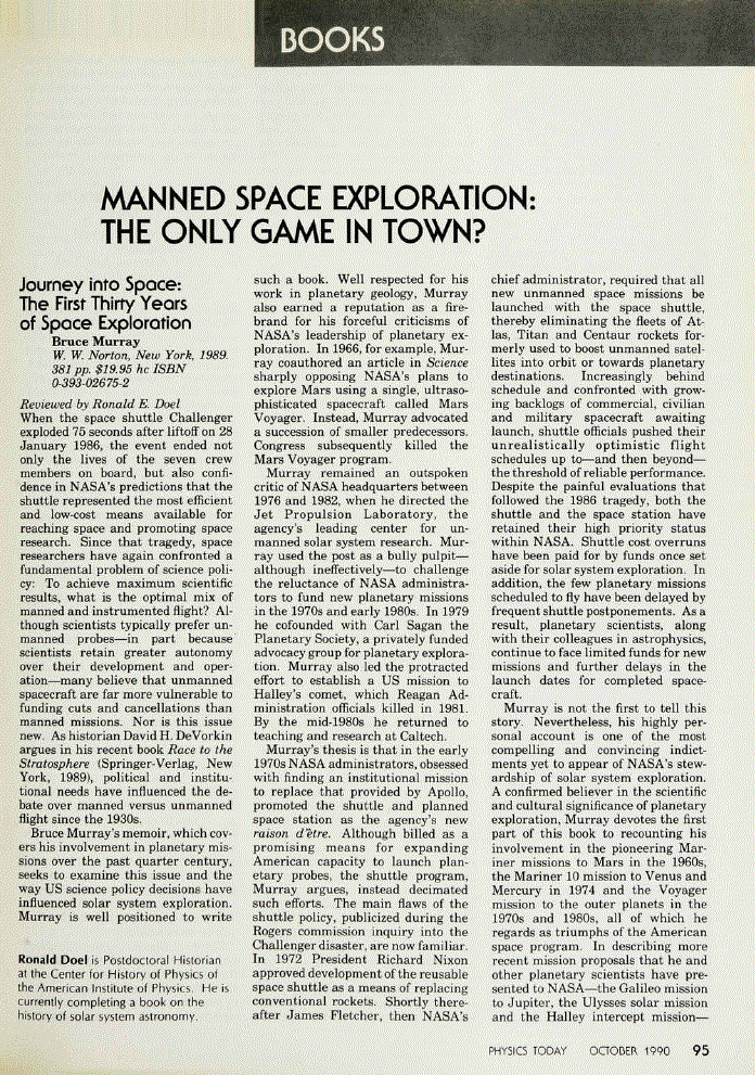 First page of <italic>Journey into Space: The First Thirty Years of Space Exploration</italic>