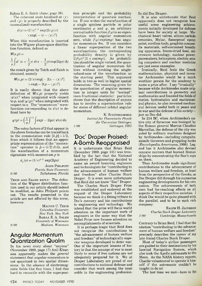 First page of ‘Doc’ Draper Praised; A‐Bomb Reappraised
