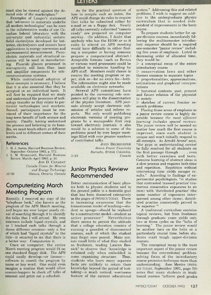 First page of Computerizing March Meeting Program