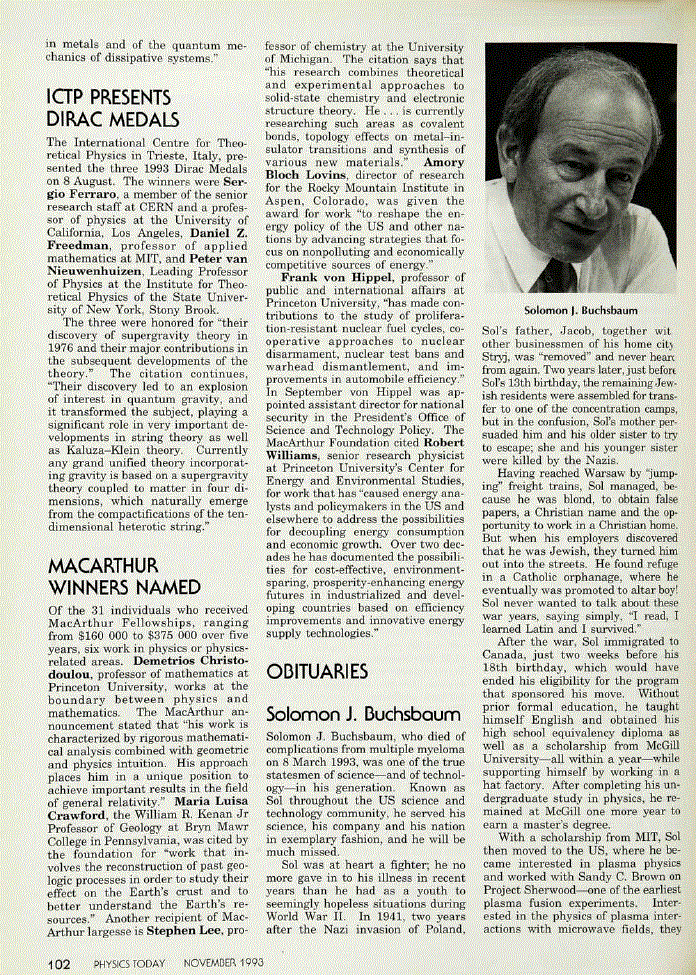 First page of Macarthur Winners Named