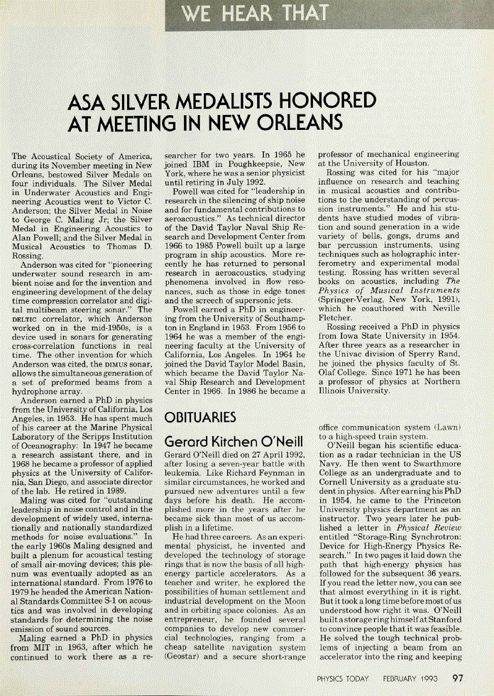 First page of ASA Silver Medalists Honored at Meeting in New Orleans