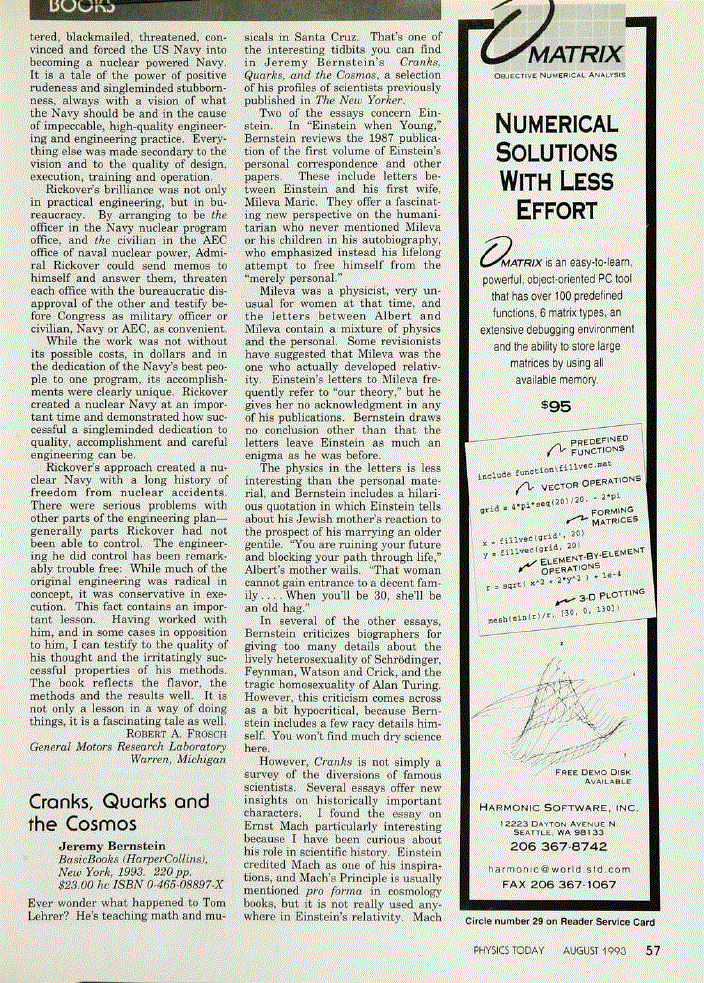 First page of <italic>Cranks, Quarks and the Cosmos</italic>