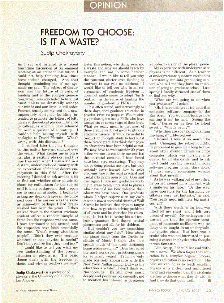 First page of Freedom to Choose: Is it a Waste?