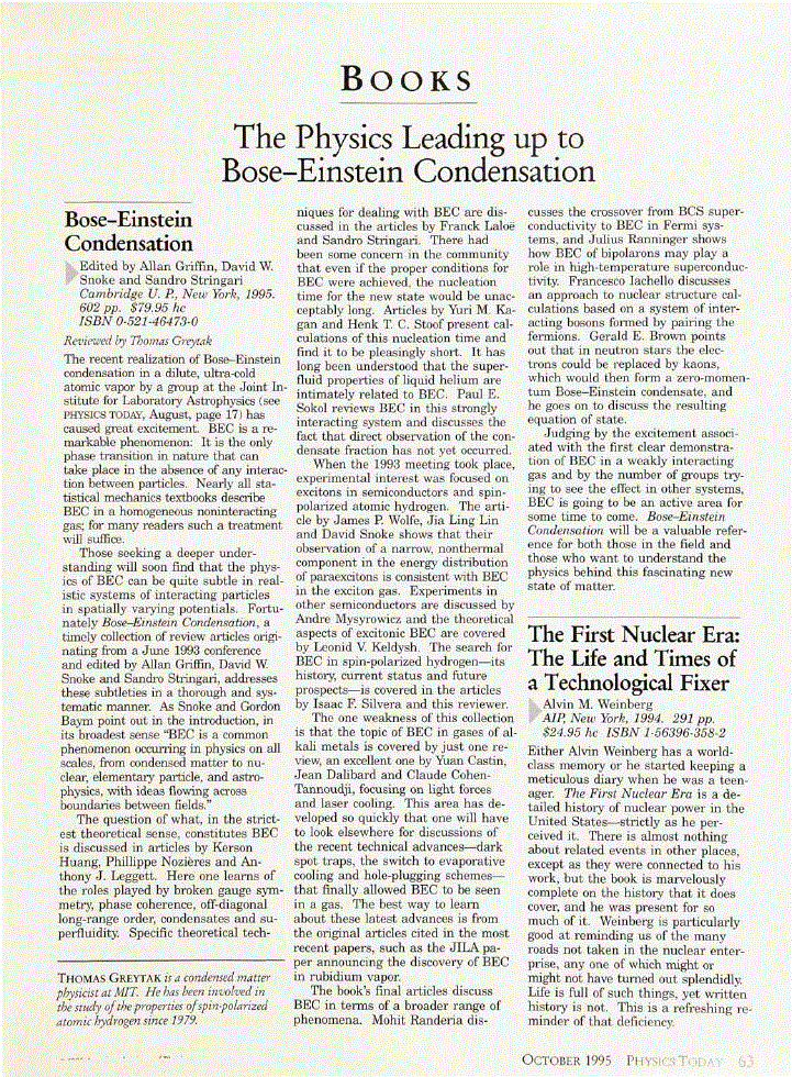 First page of <italic>Bose–Einstein Condensation</italic>