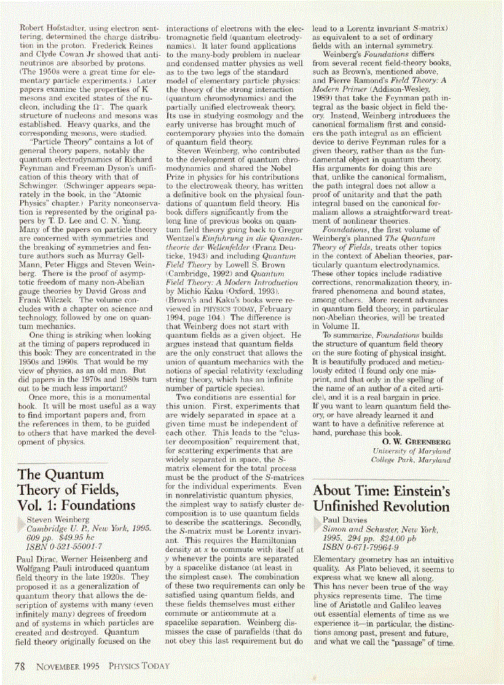 First page of <italic>The Quantum Theory of Fields, Vol. 1: Foundations</italic>