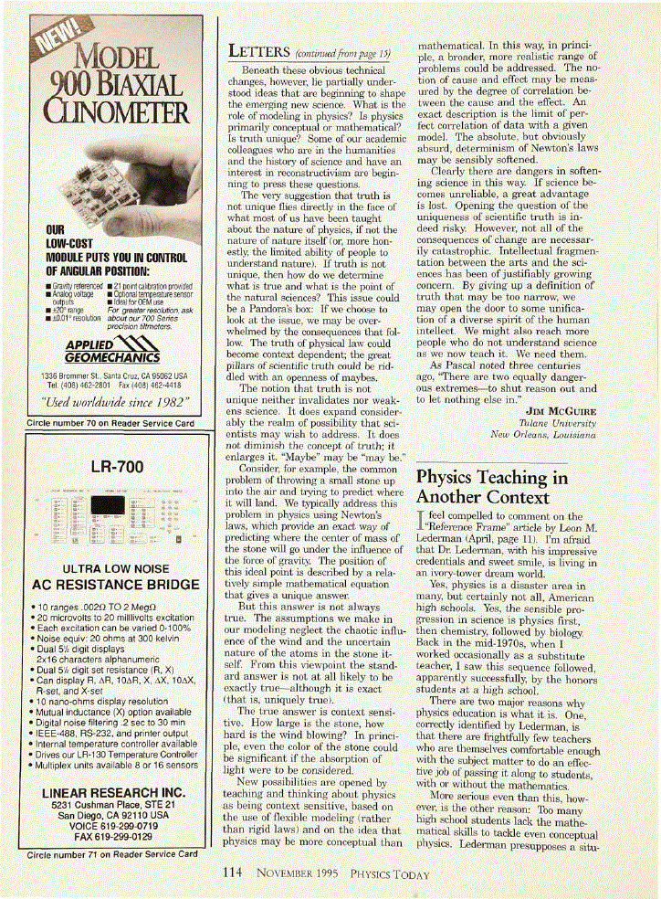 First page of Physics Teaching in Another Context