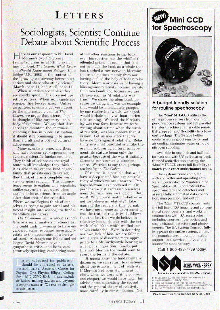 First page of Sociologists, Scientist Continue Debate about Scientific Process