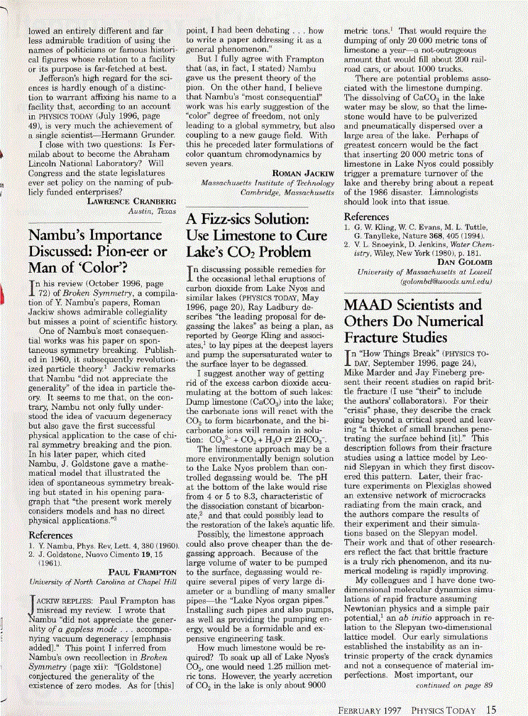 First page of MAAD Scientists and Others Do Numerical Fracture Studies