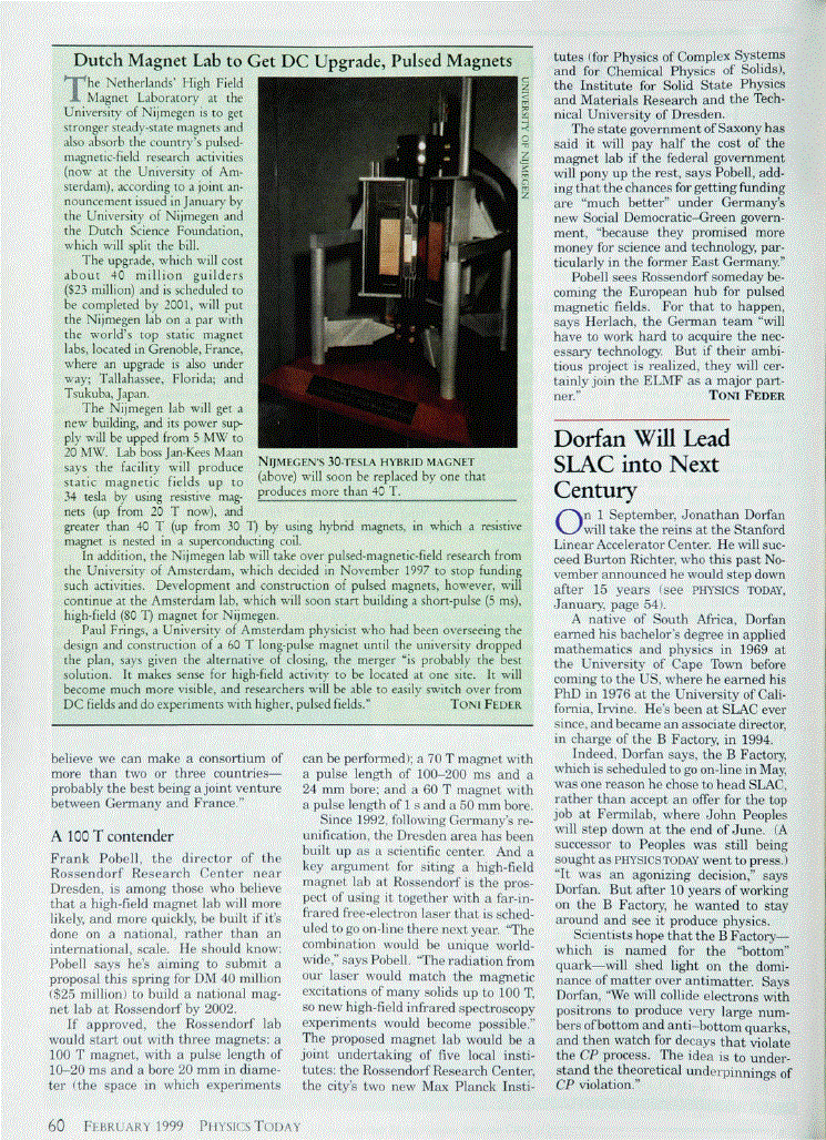 First page of Dorfan Will Lead SLAC into Next Century