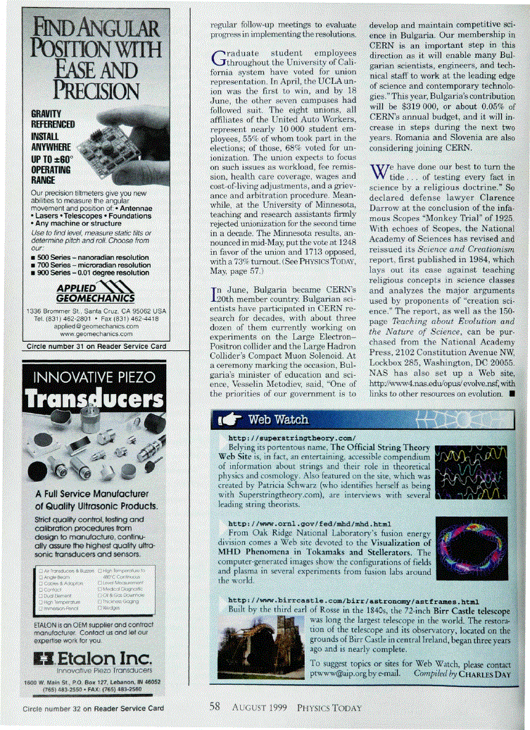 First page of Web Watch