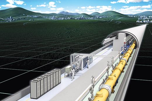 . Figure 2. Exploded Arrow. The African Arrow is the world’s most powerful particle accelerator. Shown here is a section of one of its two 240-km-long tunnels. [Rendition of the International Linear Collider by Rey.Hori.]