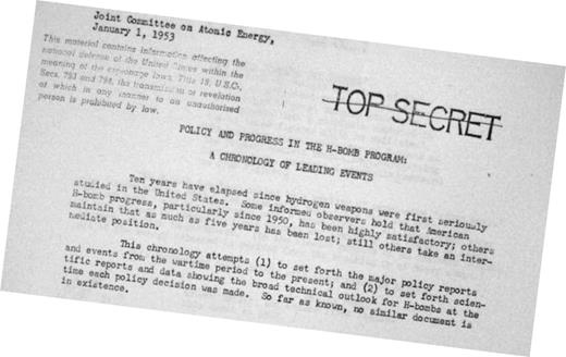 Figure 3. The title page of Policy and Progress in the H-Bomb Program, the top-secret history of the hydrogen bomb that William Borden hoped would discredit his opponents.11