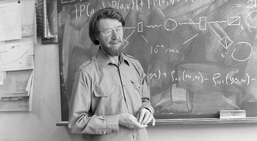 . John Bell in his office at CERN, 1982. Bell’s work on quantum entanglement inspired theorists to explore the foundations of quantum theory for decades. (Photo courtesy of CERN.)