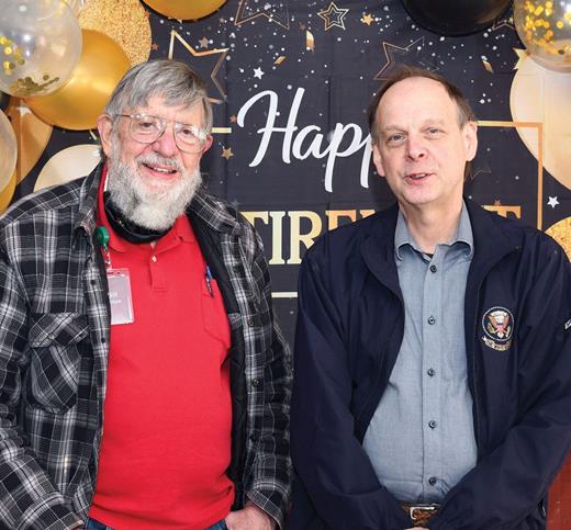 Figure 1. Bill Phillips (left) with Carl Williams at Carl’s retirement party in 2021. 