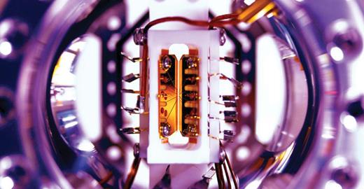 Figure 3. An early ion trap used by David Wineland’s group that helped establish NIST as a key player in the quantum information science field. (Courtesy of NIST.) 