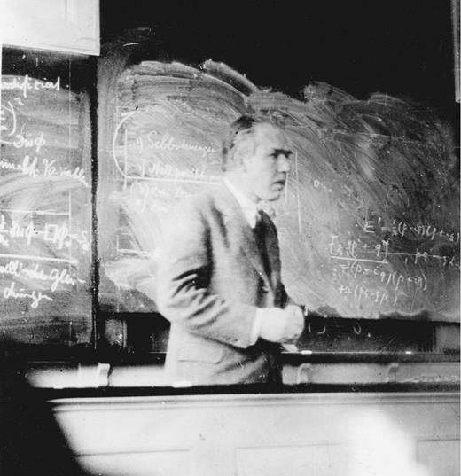  . Niels Bohr giving a lecture in Copenhagen in April 1929. (Photograph by Samuel Goudsmit, courtesy of the AIP Emilio Segrè Visual Archives, Goudsmit Collection.) 