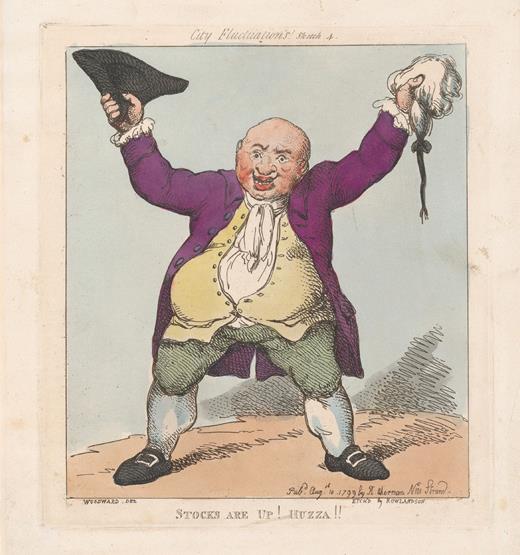 One famous source of fluctuations—both financial and emotional—is the stock market, as illustrated in this 1799 etching by the English caricaturist Thomas Rowlandson, who based it on a drawing by the caricaturist George Moutard Woodward.
