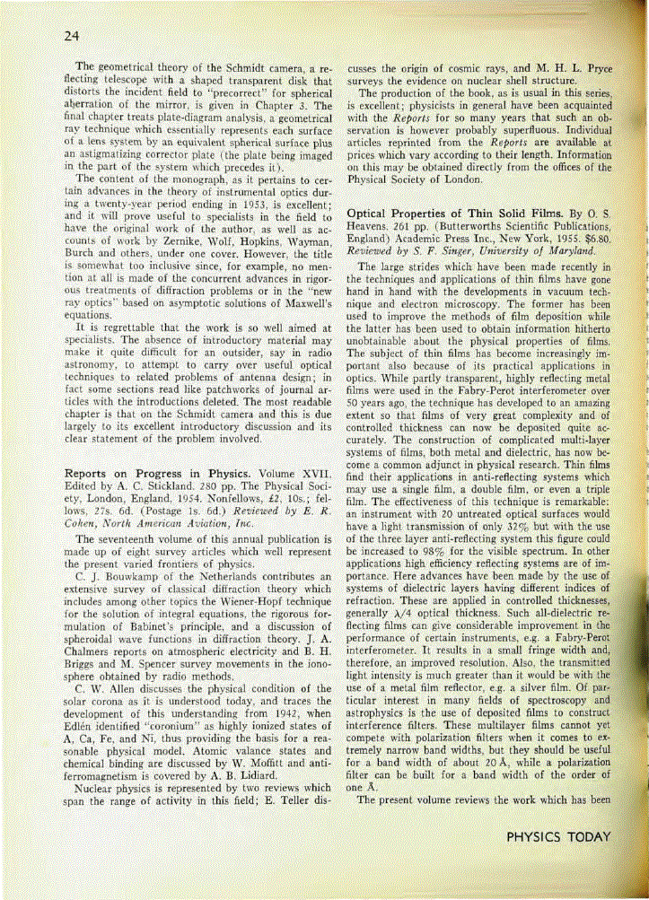 First page of <italic>Reports on Progress in Physics: Volume XVII</italic>