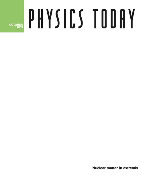 Physics Today Cover Image for Volume 56, Issue 10