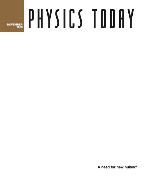 Physics Today Cover Image for Volume 56, Issue 11