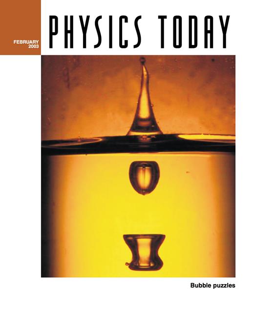 Physics Today Cover Image for Volume 56, Issue 2