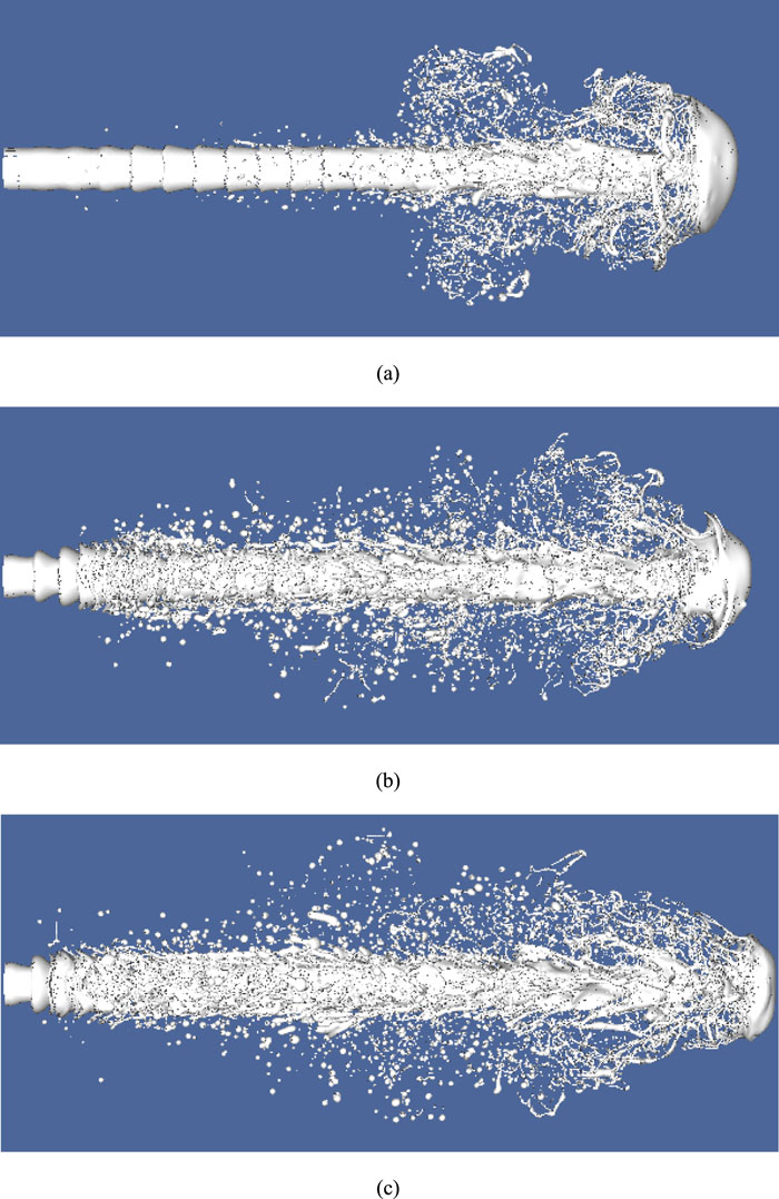 Simulation of liquid jet atomization coupled with forced perturbation ...