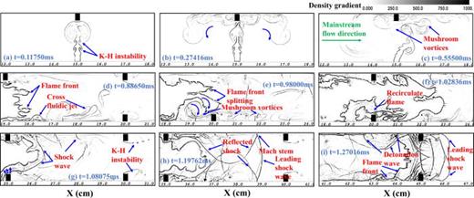 FIG. 11. The evolution of density gradient contour in case 3.