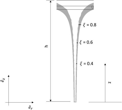 Location of non-dimensional heights  ξ.