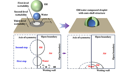 Wetting dynamics of oil/water compound droplets on multilevel ...
