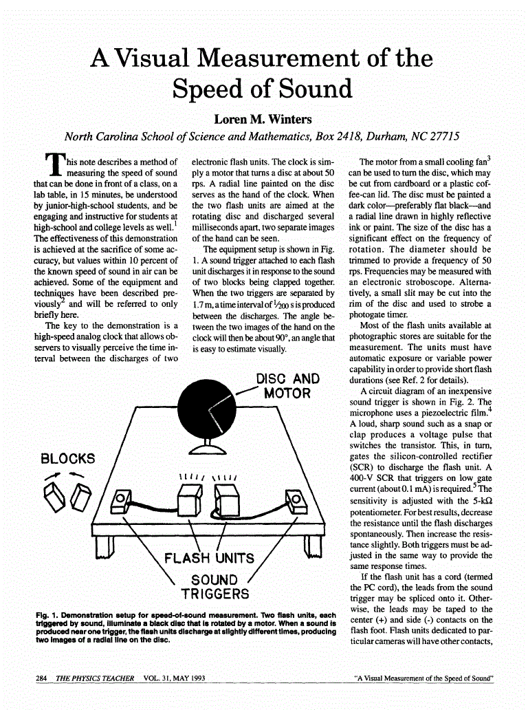 First page of A visual measurement of the speed of sound