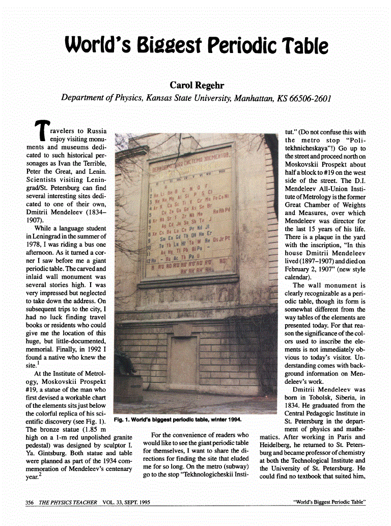 First page of World’s biggest periodic table