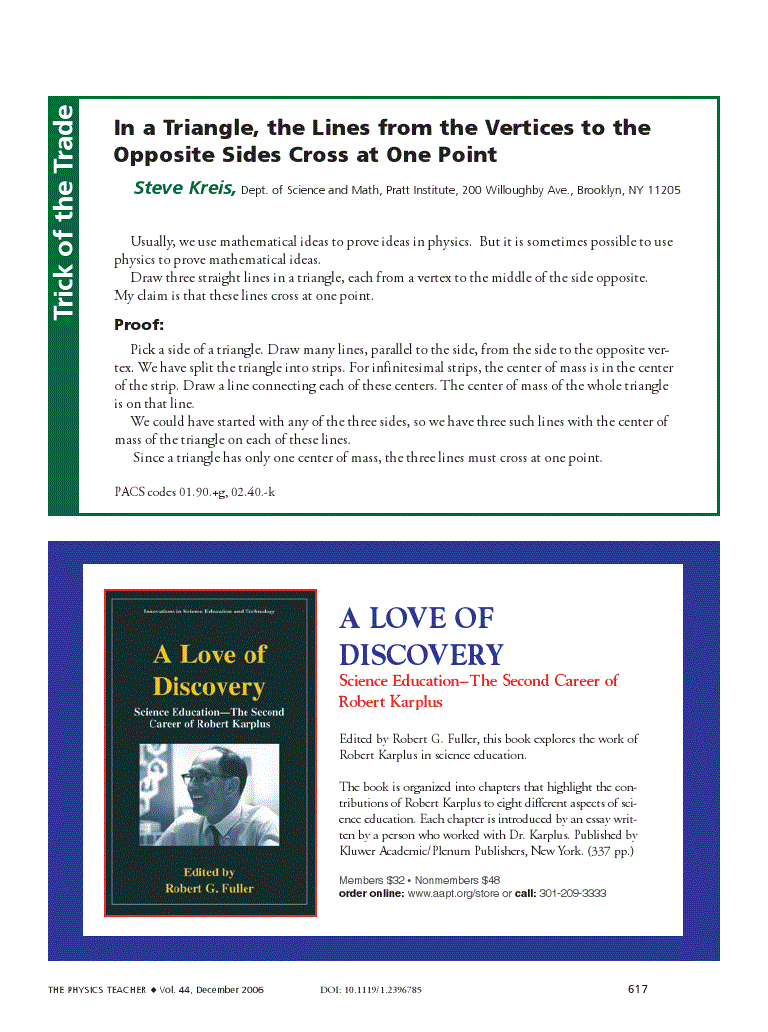 First page of In a Triangle, the Lines from the Vertices to the Opposite Sides Cross at One Point
