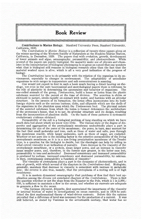 First page of <italic>Contributions to Marine Biology</italic>