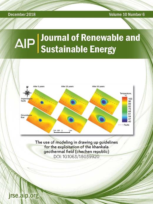 Journal of Renewable and Sustainable Energy Cover Image for Volume 10, Issue 6