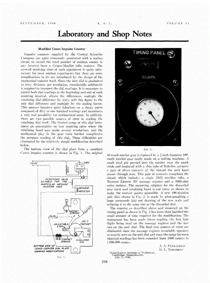 Modified Cenco Impulse Counter Review of Scientific Instruments AIP