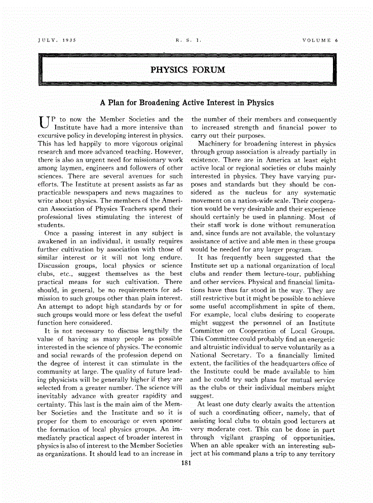 First page of A Plan for Broadening Active Interest in Physics